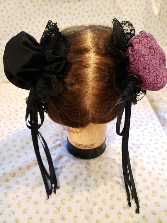 Reversible Purple and Black Bun Covers by SewFabuleux steampunk buy now online