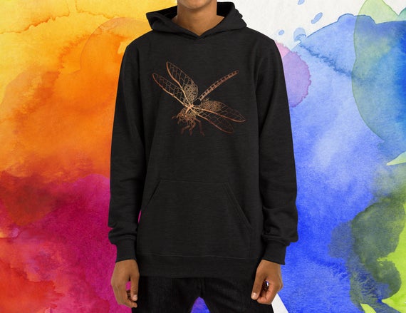 Steampunk Dragonfly Hoodie, Robot Dragonfly Hoody, Dragonfly Lover Sweatshirt, Bug Lover Sweater, Machine Dragonfly, Steampunk Clothing by MenagerieOfMayhem steampunk buy now online