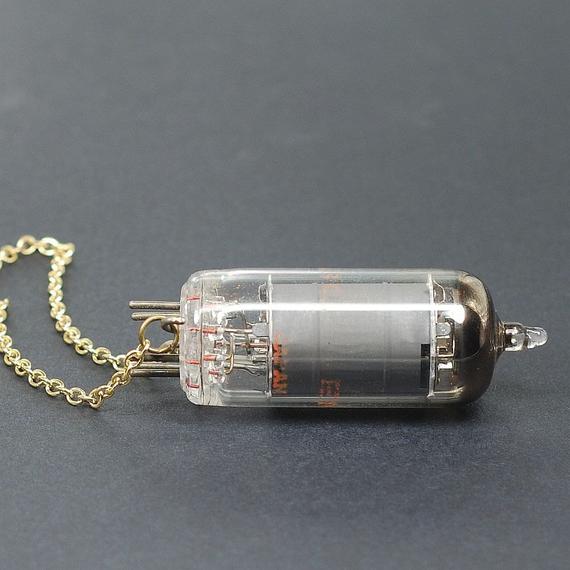 Steampunk Jewelry Necklace- Upcycled Brass Industrial Vacuum Tube Necklace, Steampunk Necklace, Radio Tube Necklace, Science Geek Gift by Tanith steampunk buy now online