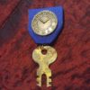 Tardis Key, Timelord Medal: Brass Clock and 1905 Vintage Split Key on Blue Ribbon, Doctor Who / Steampunk Medal by TorchandArrow steampunk buy now online