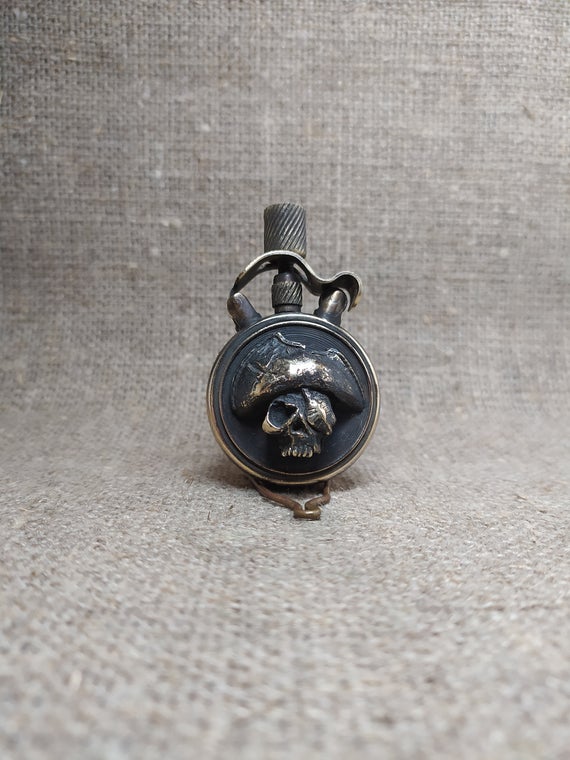 Vintage Petrol Lighter skull pirate Handmade Steampunk by FIREinMETAL steampunk buy now online