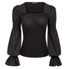 SCARLET DARKNESS Gothic Women's Shirt Long Sleeve Square Neck Boho Blouse Tops Black XXL steampunk buy now online SCARLET DARKNESS Gothic Women's Shirt Long Sleeve Square Neck Boho Blouse Tops Black XXL steampunk buy now online