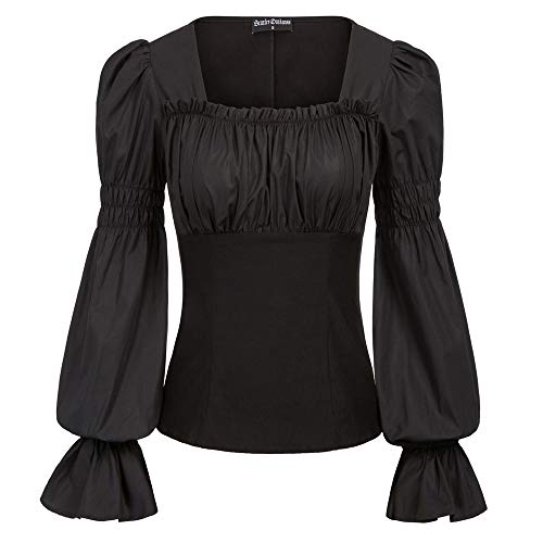 SCARLET DARKNESS Gothic Women's Shirt Long Sleeve Square Neck Boho Blouse Tops Black XXL steampunk buy now online