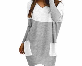 jieGorge Plus Size Tops, Womens Sexy Causal Long Sleeve Sweater Sweatshirt Baggy V Neck Knitted Jumper, Clothes for Winter (Gray L) steampunk buy now online