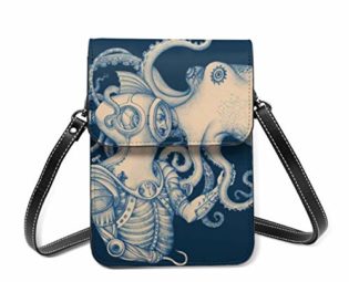 Girls Crossbody Bag Phone Purse Wallet Diver And Octopus Poster Steampunk Art Pu Leather Shoulder Bags with Multi Pocket steampunk buy now online