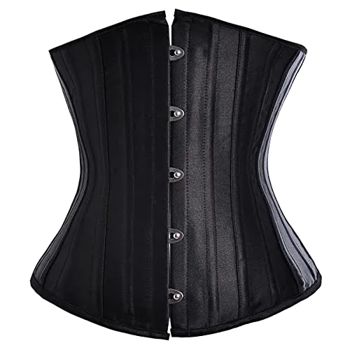 Womens Underbust Corset Top Lace Up Boned Satin Waist Trainer Cincher Bustier Bridal Lingerie With G-String XXL,B steampunk buy now online