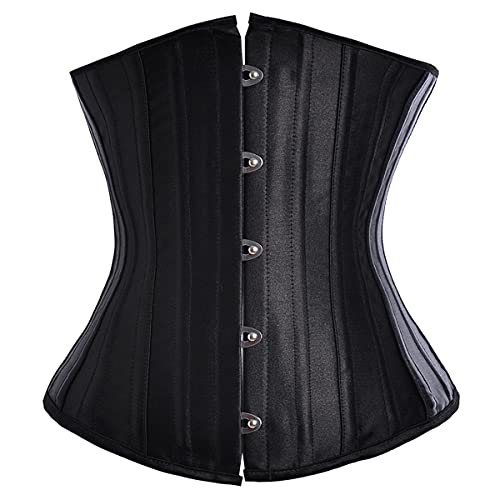 Womens Underbust Corset Top Lace Up Boned Satin Waist Trainer Cincher Bustier Bridal Lingerie With G-String XXL,B steampunk buy now online