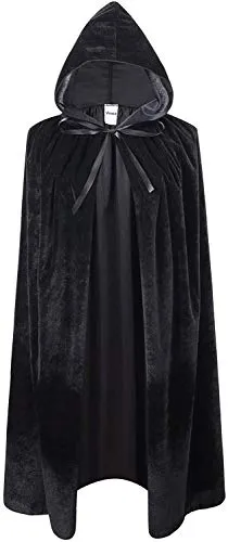 VIROSA Unisex Value Black Vevet Style Hooded Cape Adult/Kids Fancy Dress Costume, Unixsex, Halloween, Fancy Dress steampunk buy now online