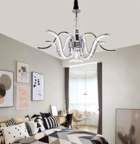 GH-YS Chandelier LED Candle Height Adjustable Shaped Crystal Aluminum Stainless Steel Ceiling Light Study Room Showroom Bedroom 100V-260V 80W,Whitelight steampunk buy now online