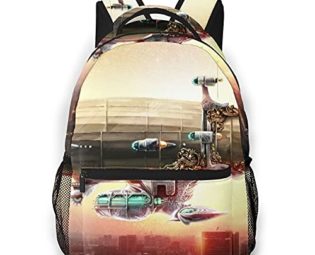 Travel Laptop Backpack,Airship Painted Steampunk Style Sky Over,Large Business Water Resistant Anti Theft Computer Daypack Slim Durable College School Bookbag steampunk buy now online