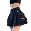 Women Harajuku Gothic Mini Skirts High Waisted Skirts Punk Dark Academia Aesthetic Short A-Line Flare Skirt Y2K Streetwear (Black, M) steampunk buy now online