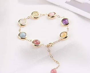GPWDSN Bracelet Colorful Transfer Beads Bracelet Female Net Red Girl Forest Strawberry Crystal Crystal Bracelet Recruit Peach women steampunk buy now online