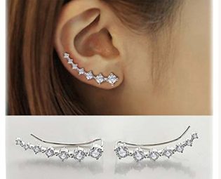 Elensan 7 Crystals Ear Cuffs Hoop Climber S925 Sterling Silver Earrings Hypoallergenic Earring steampunk buy now online