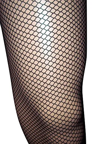 Emmas Wardrobe Black Fishnet Tights | Diamond Net Leggings with Elastic Waist | One Size Fits All (Black) steampunk buy now online