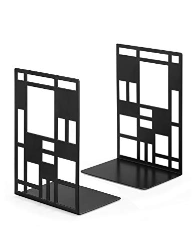 Book Ends, Bookends, Bookends Heavy Duty, Book Ends for Book Shelves, Decorative Metal Book Stopper (Black 1 Pair) for Bookworms Gifts, Abstract Desgin Book Dividers Holders Stand for Office, Library steampunk buy now online