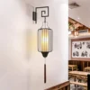Wall Light Indoor Modern Simple Creative New Chinese Style Antique Lantern Wall Hanging Lamp E27 Socket Fabric Shade Black Wrought Iron Wall Lamp for Living Room Bedroom Restaurant Hallway steampunk buy now online