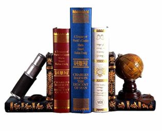 E-isata Book Ends Globe and Telescope Shelf Tidy Bookends - Heavy Vintage Storage Hipster Office Study CDs DVDs Exploration Fathers Day Gifts steampunk buy now online