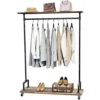 XCBW Sturdy Vintage Steampunk Industrial Iron Pipe Rolling Garment Racks With 4 Universal Wheels And Hanging Rod, Heavy Duty Free Standing Clothing Shelf steampunk buy now online