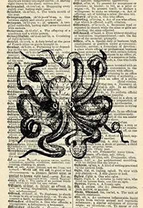 Octopus Art Print - Bathroom Art Print – Restroom Art Print - Nautical - Vintage Art Print - Vintage Dictionary Art Print - Wall Art - Gift - Artwork - Illustration - Wall Hanging - Book Print 624B steampunk buy now online
