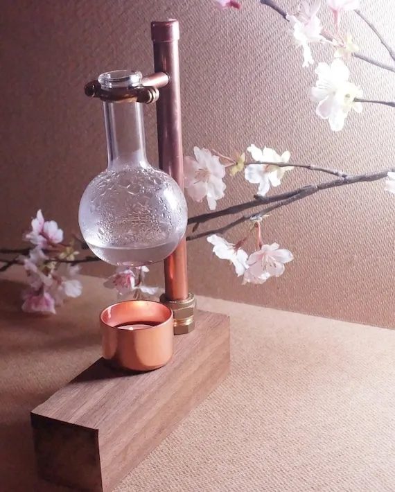 Copper Oil Burner / Aromatherapy Essential Oils Burner / Industrial Grade Lab Glass Flask / Natural Hard Wood Base / Unique Gift by CopperPulse steampunk buy now online
