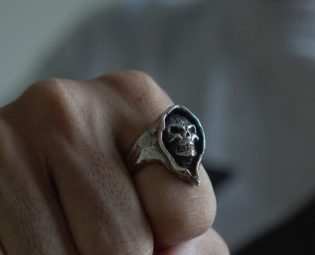 grim Reaper skull hood ring for men made of sterling silver 925 Gothic by sixga steampunk buy now online