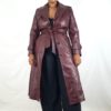 Plus Size Vintage 90s 80s Red Maroon Burgundy Leather Belted Trench Coat Jacket Button Up Steampunk Soft Grunge Minimal Size 16 by newnostalgiavtg steampunk buy now online