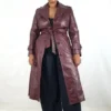 Plus Size Vintage 90s 80s Red Maroon Burgundy Leather Belted Trench Coat Jacket Button Up Steampunk Soft Grunge Minimal Size 16 by newnostalgiavtg steampunk buy now online