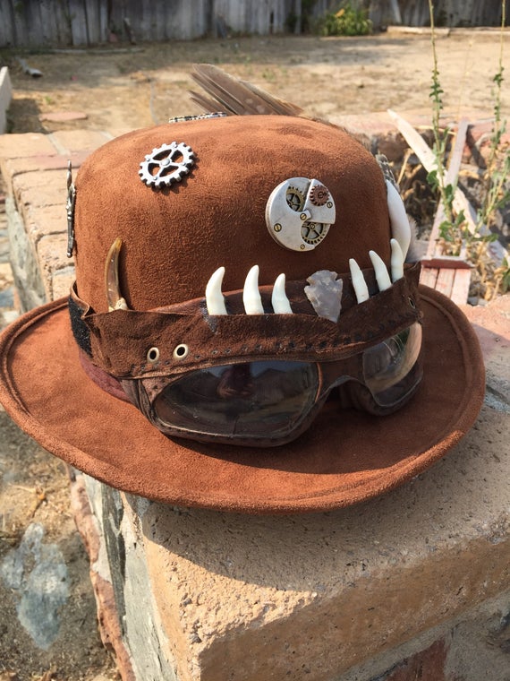 Post Apocalyptic Wild Hunter Steampunk Bowler Hat by DidgieDesigns steampunk buy now online