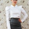 Puff sleeve white shirt, steampunk clothing, white shirt, high neck shirt, long sleeves white women shirt, office wear, business clothes by JolyDagmara steampunk buy now online