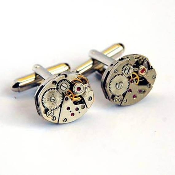 Vintage Watch Mechanism Cufflinks - Handmade Cufflink - Groomsmen - Wedding - Mens Gift - Man Gift - Made in Australia - Unique Cufflinks by lallyandme steampunk buy now online