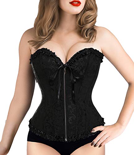 COMFREE Sexy Corset Tops for Women Overbust Corset Sweetheart Bustline Gothic Bustier Steampunk Vintage Black L steampunk buy now online