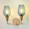 Wall Lights Indoor Postmodern Nordic Simple Double Head E14 Bedside Lighting Art Design Blue Wine Glass Shade Full Brass Wall Lamp for Living Room Bedroom Corridor steampunk buy now online