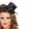 Smiffys Mini Tophat, Black, with Black Ribbon and FeatherLadies steampunk buy now online