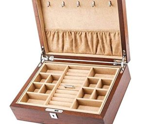 NHLBD Old Elm Pure Wooden Double Jewelry Box Jewelry Bangle Collection Storage Box With Lock fashion (Color : Khaki) steampunk buy now online