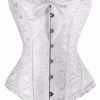 Dreamburn Bustiers Corsets Bridal Lingerie Lace up Satin Boned Corset Women's Gothic Corsets Cinchers Overbust Bodysuit (White, X-Large(UK10-12)) steampunk buy now online