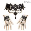 Daimay Black Choker Lace Necklace with Bracelet Set Punk Party Gothic Vintage Handmade Lolita Retro Bracelet Wristband for Women – Style 2 steampunk buy now online
