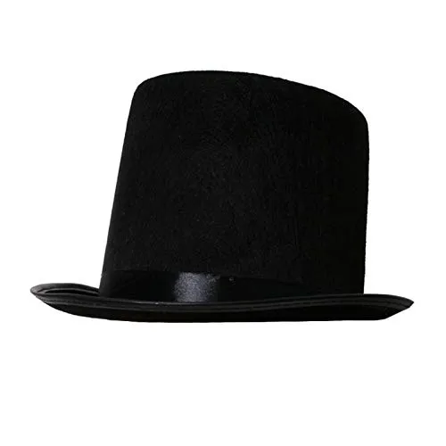 TOP HAT - FELT HAT WITH BLACK SATIN BAND VICTORIAN HALLOWEEN FANCY DRESS (PACK OF 1) steampunk buy now online