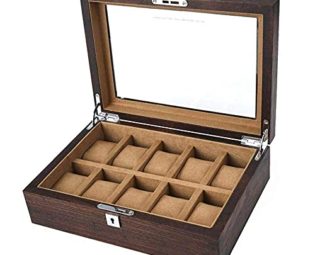 NHLBD Watch storage box Old Elm Pure Solid Wood Skylight Watch Box Storage Box High-end Solid Wood Wooden Display Box With Lock fashion (Color : C) steampunk buy now online