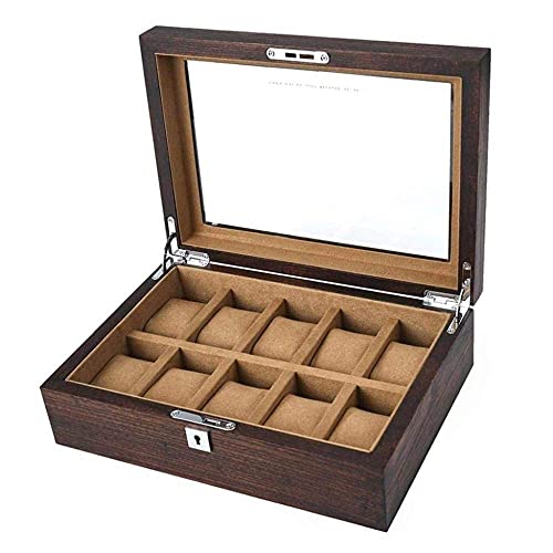 NHLBD Watch storage box Old Elm Pure Solid Wood Skylight Watch Box Storage Box High-end Solid Wood Wooden Display Box With Lock fashion (Color : C) steampunk buy now online