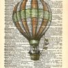 HOTAIR BALLOON ART PRINT - VINTAGE ART PRINT - STEAMPUNK Art Print - WALL ART - Illustration - Vintage Dictionary Art Print - Wall Hanging - Home Décor - Housewares - Book Print - 20A steampunk buy now online