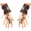 Daimay Bronzing Fingerless Gloves Gothic Floral Lace Steampunk Wristband Ring Vintage Beaded Gloves Bridal Bracelet Ring Set - 1 Pair – Pirate Style steampunk buy now online