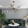 HUAQIMEI Retro Ceiling Lights Living Room Modern 6 Lamp Sputnik Ceiling Lamp Glass Lampshades Classic Mid Century Modern Lighting Fixture steampunk buy now online