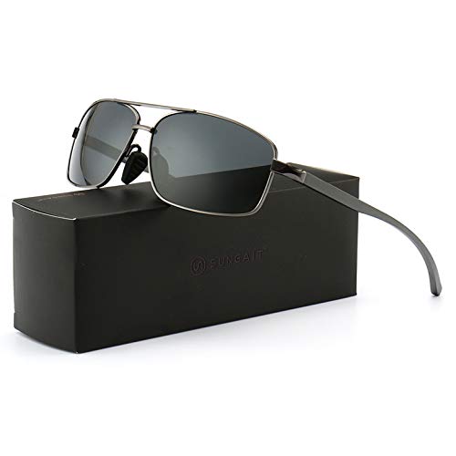 SUNGAIT Ultra Lightweight Rectangular Polarized Sunglasses Man UV400 Protection (Gunmetal Frame Gray Lens, 62) 2458 QKHUK steampunk buy now online