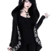 Women’s Moon Gothic Witchcraft Hooded Cardigan Occult Long Sleeve Punk Hoodie Jacket Mid Long Sweatshirt (Tag Size 3XL(UK 16-18), Black) steampunk buy now online