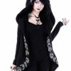 Women’s Moon Gothic Witchcraft Hooded Cardigan Occult Long Sleeve Punk Hoodie Jacket Mid Long Sweatshirt (Tag Size 3XL(UK 16-18), Black) steampunk buy now online