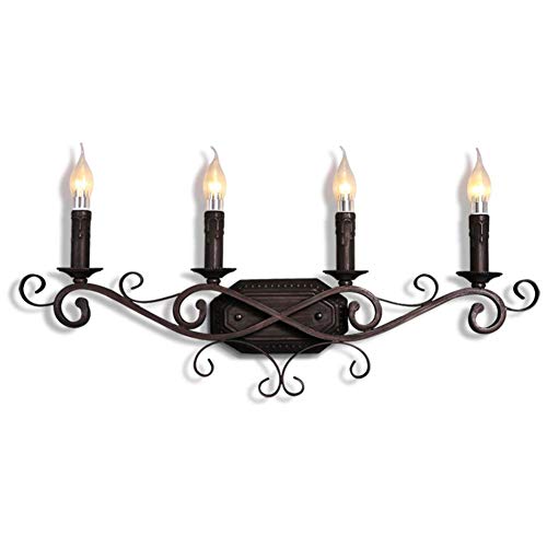 Wall Light Indoor American Industrial Retro 4 Heads E14 Socket Rusty Color Wrought Iron Candle Wall Lamp for Living Room Bedroom Bedside Lamp Restaurant Bathroom Corridor steampunk buy now online