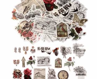 nuoshen 60 Pcs Vintage Ephemera Pack, Self-Adhesive Floral Style Paper Stickers for Card Stock Scrapbook Letters Notebook Card Making DIY (Vintage Stickers) steampunk buy now online