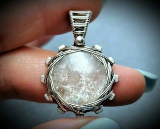 African White Moonstone Pendant, Wire Wrap Moonstone Necklace, Gemstone Steampunk Jewelry, Sacred Geometry, Silver Fill Crystal Necklace by SCStoneCrafts steampunk buy now online