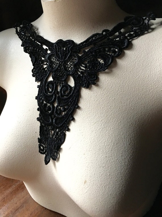 Black Lace Applique for Lyrical Dance, Ballet, Garments, Costumes, Lace Necklaces BLA 5 by MaryNotMartha steampunk buy now online