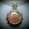 Bloodstone Necklace, Wire Wrap Jasper Pendant, Gear & Gemstone Steampunk Jewelry, Sacred Geometry, Copper Wire Wrapped Crystal Necklace by SCStoneCrafts steampunk buy now online